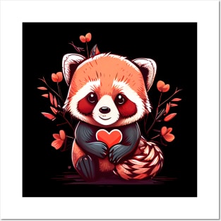 Valentine Red Panda Posters and Art